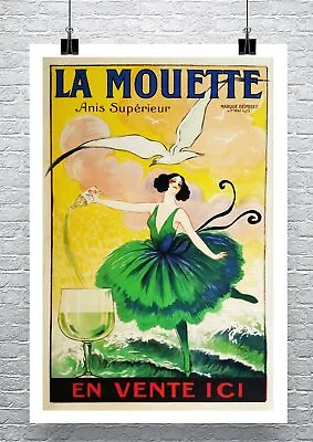 La Mouette 1920 Vintage French Liquor Poster Paper Giclee Print 24x34 In. • $55.03