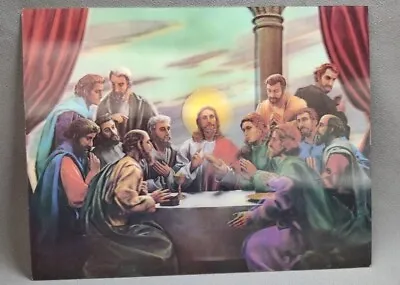 Vintage Last Supper 3D Hologram Picture Kitsch Print Wall Art 13.5 X 10.5 Jesus • $11.99