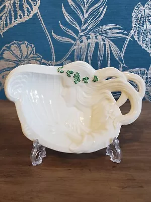 £45 • Buy Vintage Belleek Ireland Maiden Woman Harp Shamrock Trinket Bowl Dish Brown Mark