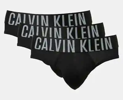 CALVIN KLEIN Men's Intense Power Cotton Hip Briefs CK Underwear 3-Pack Black • $69.95