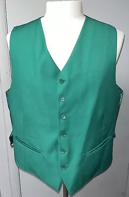 Men's Dress Vest EMERALD GREEN Color Button Down Size 44 EUC St Patrick’s Day • $24.50