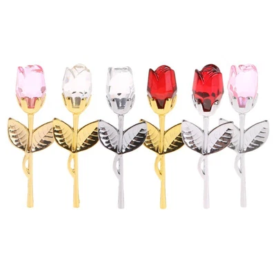 $10.04 • Buy Mini Crystal Rose Flowers Home Decor Birthday Wedding Craft Valentine's Day Gift