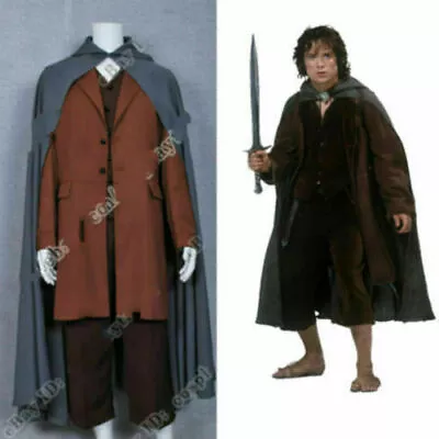 The Lord Of The Rings Cosplay Frodo Baggins Costume Cape Coat Full Set • £81.60