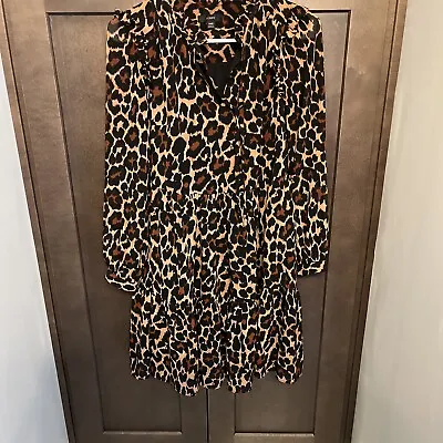 J. Crew Cheetah Leopard Animal Print Long Sleeve Mini Dress XXS • $15