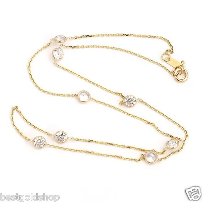 $34.64 • Buy 20  Bezet Set  CZ By The Yard Cable Chain Necklace 14K Yellow Gold Plated Silver