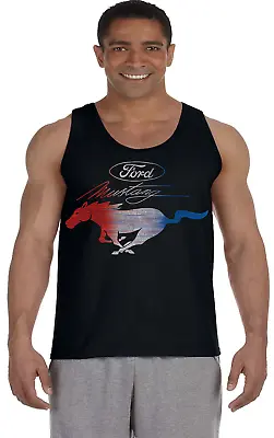 Mens Tank Top Sleeveless Muscle Tee Shirt Ford Mustang Pony Mens Graphic Tee • $18.95
