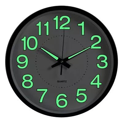 £11.94 • Buy 30cm Large Luminous Wall Clock Glow In The Dark Quartz Silent Bedroom Home Decor