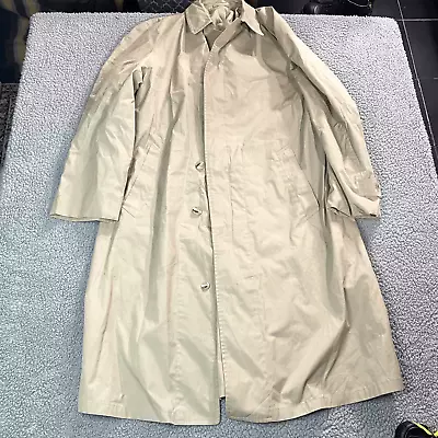 Vintage London Fog Trench Coat Jacket Men's Rain Overcoat Beige 44 Regular • $32.99