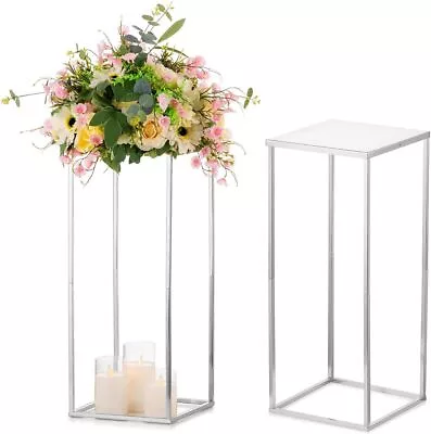 Sziqiqi 2 Pieces Metal Wedding Table Centrepieces - 80cm Tall Silver Flower • £73.25