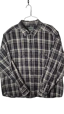 Woolrich Flannel Button Shirt Adult 2XL XXL Mens Classic Black And White Plaid • $29.77