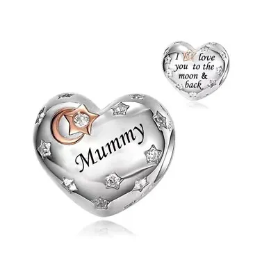 💖 Mummy Charm I Love You To The Moon & Back Genuine 925 Sterling Silver Charm   • £16.95