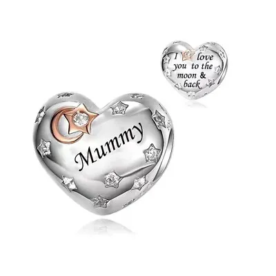 Mummy Charm 💖 I Love You To The Moon & Back Genuine 925 Sterling Silver Charm   • £16.95