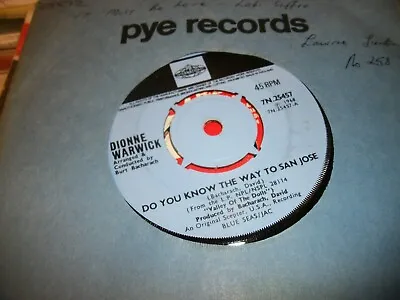 £1.49 • Buy Dionne Warwick- Do You Know The Way To San Jose Vinyl 7  45rpm Co