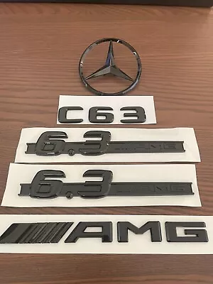 Gloss Black Mercedes C63 6.3 AMG Star Emblem PACKAGE Badge Logo Sticker W204 • $39.90