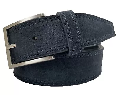 Mens Italian Suede Leather Belt 35mm Tan Blue Grey Brown Black Mustard • $30