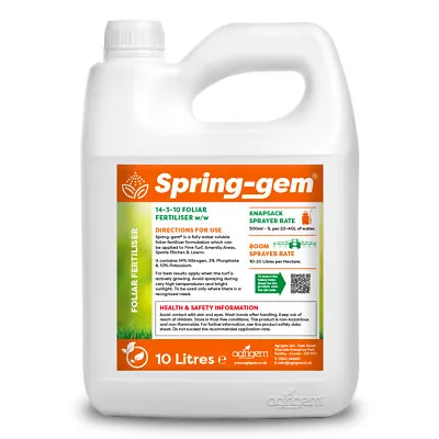 Spring-Gem Liquid Foliar Lawn Turf & Grass Fertiliser - FEED YOUR GRASS 14-3-10 • £44.99