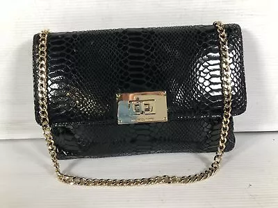 Michael Kors Womens Black Leather Sloan Snake Embossed Small Shoulder Bag • $19.99