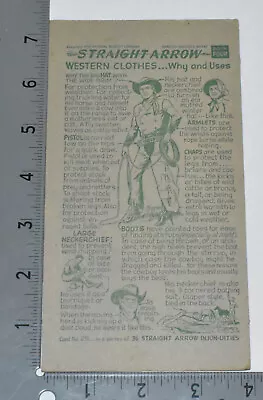 Vintage 1952 Nabisco Cereal Straight Arrow Book 4 Card 23 Western Clothes • $14.95