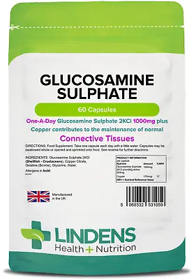 £6.99 • Buy Lindens Glucosamine Sulphate 1000mg 60 Capsules | Joint Care | 1 A Day