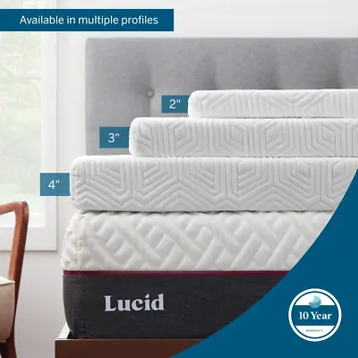 4 In Gel Memory Foam Mattress Topper Queen Sized Cooling Mattress Pad With Cover • $76.37