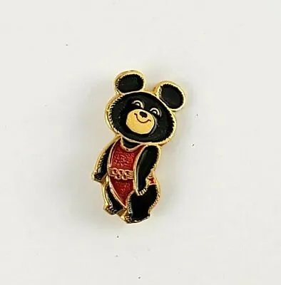 Vintage Black / Red MISHA BEAR Olympics Pin Pinback • $6.87