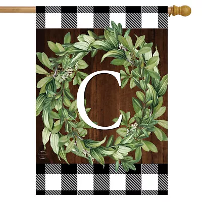 Wreath Monogram C Double-Sided House Flag Everyday 28  X 40  Briarwood Lane • $18.99