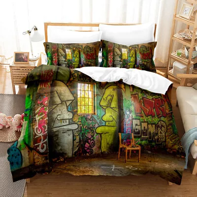 Street Graffiti Doodle Art Duvet Cover Quilt Cover Pillowcase Bedding Set New #4 • $25.30