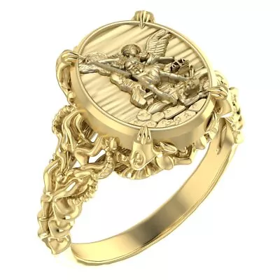 Archangel Saint Michael Ring For Women Catholic Brass Jewelry • $33.99
