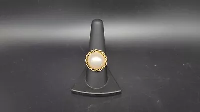 14K Yellow Gold Mabe Pearl Ring 5.6 Grams Size 8.1 • $281.49