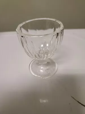 Vintage Dominion Canada Clear Glass Vertical Rib Panel Pedestal Egg Cup 2.5  H • $4.95
