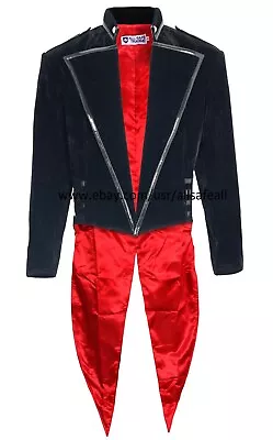 Mens Tailcoat Jacket Black Velvet Gothic Steampunk Vampire Swallowtail Costume • $19.99