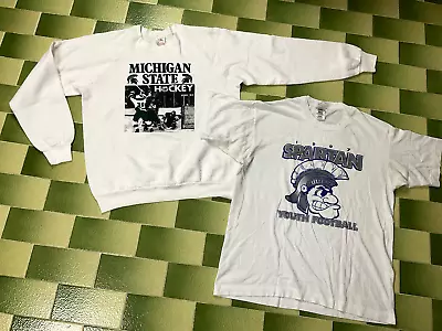 Vintage 1989-90 Michigan State Spartans Hockey Sweatshirt FREE Spartans T-Shirt • $118.90