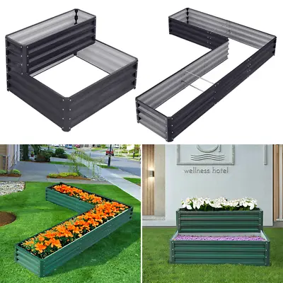 Garden Metal Raised Bed For Flower Herb Veggie Cultivation Vegetable Planter • £42.95
