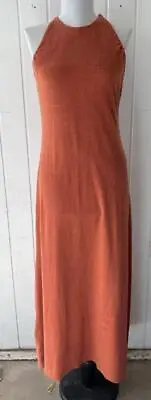 Vtg 1970's Long Terry Cloth Dress Sz Small Sienna • $75