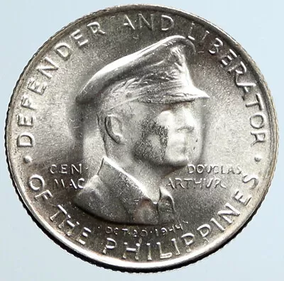 1947S PHILIPPINES US WWII DOUGLAS MACARTHUR Antique 50 Centav Silver Coin I96681 • $165.15