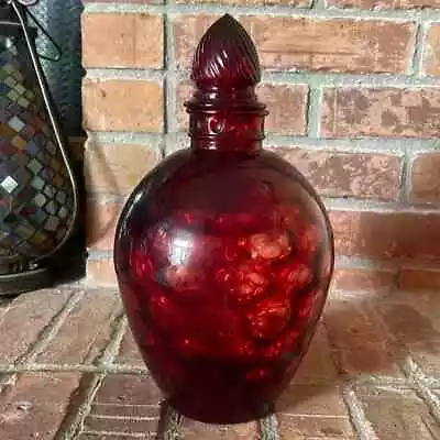 Vtg Wheaton Red Ruby Honeysuckle Pattern Apothecary Decanter Bottle W/ Stopper • $50