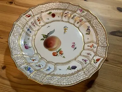 Antique Meissen Peach Fruit With Flowers Gilt Cabinet Bowl Or Deep Plate • $125