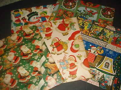 Vintage Christmas Wrapping Paper 9 Sheets Of Gift Wrap 70s/80s SANTA Snowman • $9.99