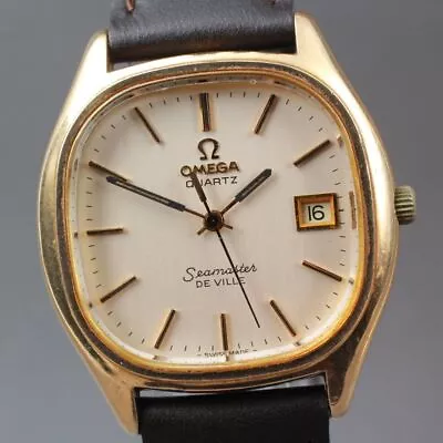 New Batt ◆Exc+5◆ Vintage Omega Seamaster DeVille 1342 Gold QZ Men's Watch... • $670.01