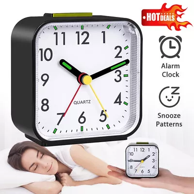 £11.90 • Buy Clock Alarm Bedside Travel Easy Read Luminous Hands Glow Snooze Small Quartz New