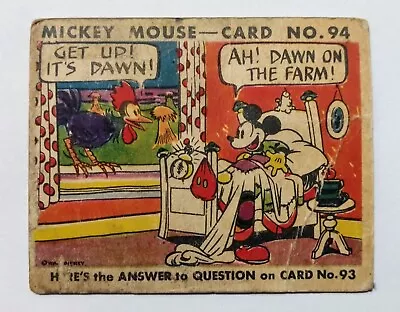 1935 Mickey Mouse Gum Card #94  Dawn On The Farm  Vintage! Not Repro! W. Disney • $19.02
