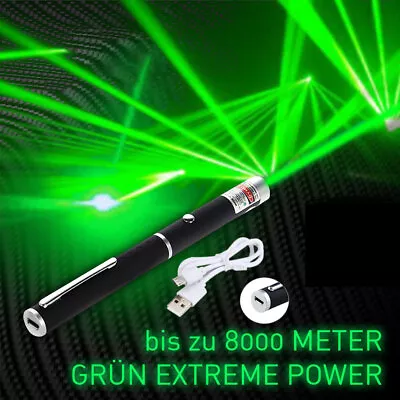 8000M Green Beam Laser Pointer Pen Powerful 1MW Lazer Light Cat Pet Toy USB • £5.33