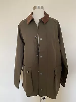 $94.99 • Buy New Zara Mens Combination Collar Jacket Large Olive Green