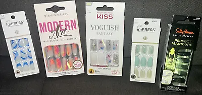 KISS SALON💅Mixed Lot 5-Pks Nail Sets:Modern Art Voguish FantasyimPress & More • $51.38