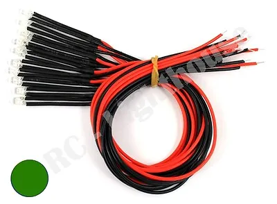 RC LED Light  2 Pieces Replacement Lead Prewired 2pc Non-Flashing Green 5mm • $3.19