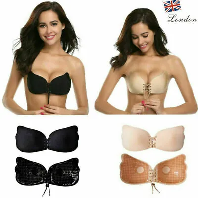 £3.86 • Buy Womens Lace-Up Self Adhesive Stick On Push Up Bra Invisible Straps Backless UK