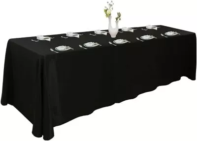  Mantel Negro Para Mesas Rectangulares De 8 Pies Con Capacidad Para 8-10 Pers... • $31.95