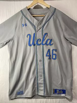 Under Armour UCLA Bruins Baseball Game Jersey Mens Size XL Team Issued #46 Gray • $150