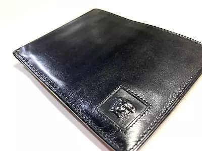 GIANNI VERSACE VINTAGE '90s MEDUSA HEAD RELIEF LEATHER WALLET BIFOLD ITALY BLACK • $119.24