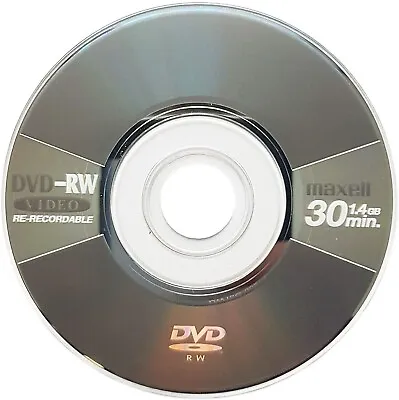 10 X Maxell Mini 8CM DVD-RW Re-Writable Camcorder Blank Discs Grey Disc 1.4GB • £18.99